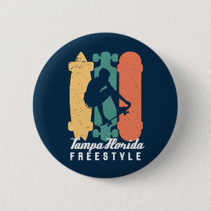 Tampa Florida Retro Freestyle Skateboarding Button