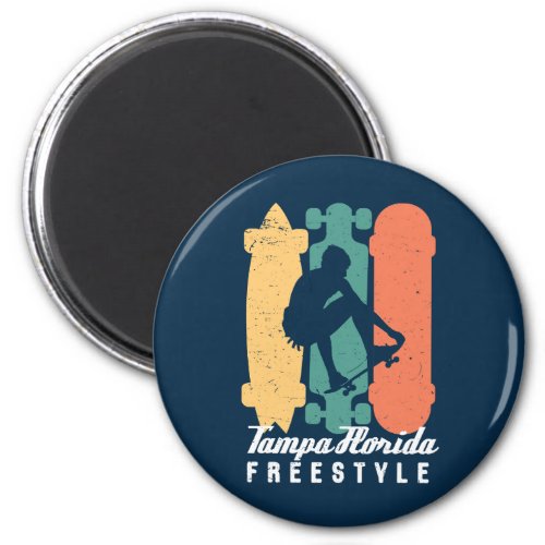 Tampa Florida Retro Freestyle Skateboarding Magnet