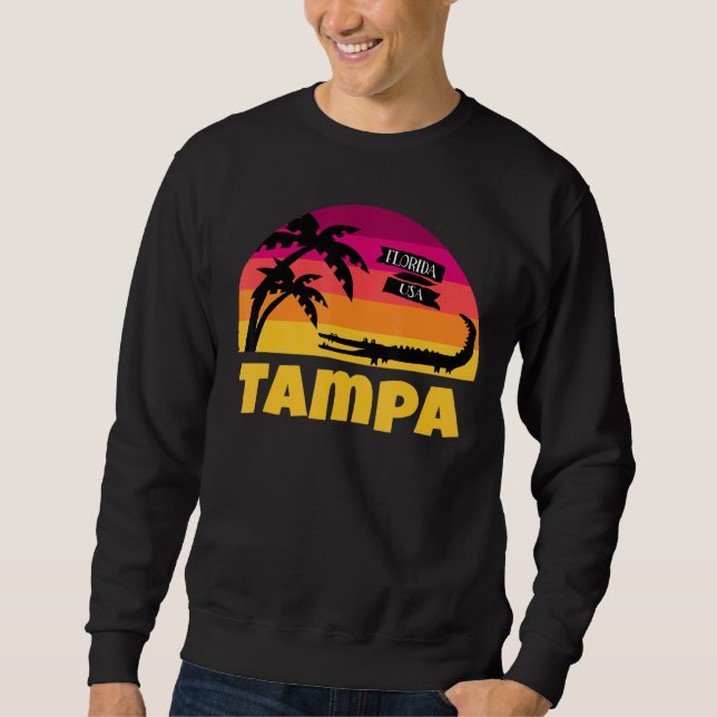 Tampa Florida Retro Sunset And Alligator Sweatshirt (Front)