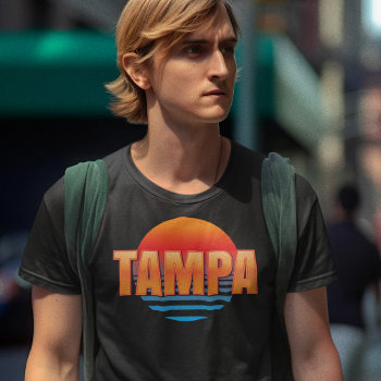 Tampa Florida Retro Sunset T-shirt by VillageDesign at Zazzle