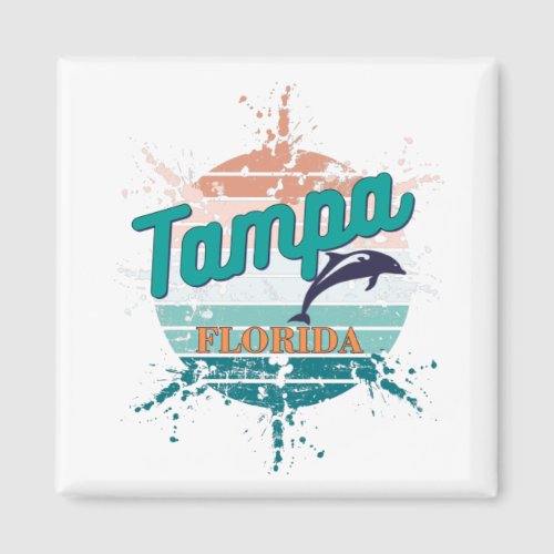 Tampa Florida Retro Vintage Exploding Sunset Magnet