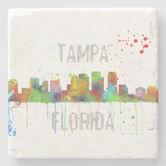 TAMPA, FLORIDA SKYLINE STONE COASTER (Front)