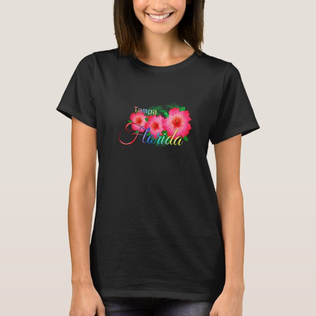 Tampa Florida Tropical Flowers Family Vacation T-Shirt (Front)