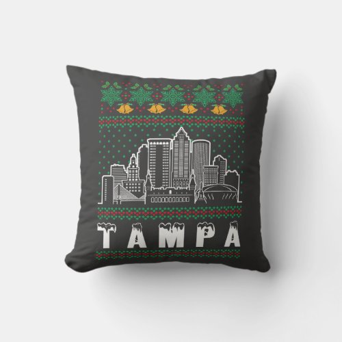 Tampa Florida Ugly Christmas Throw Pillow