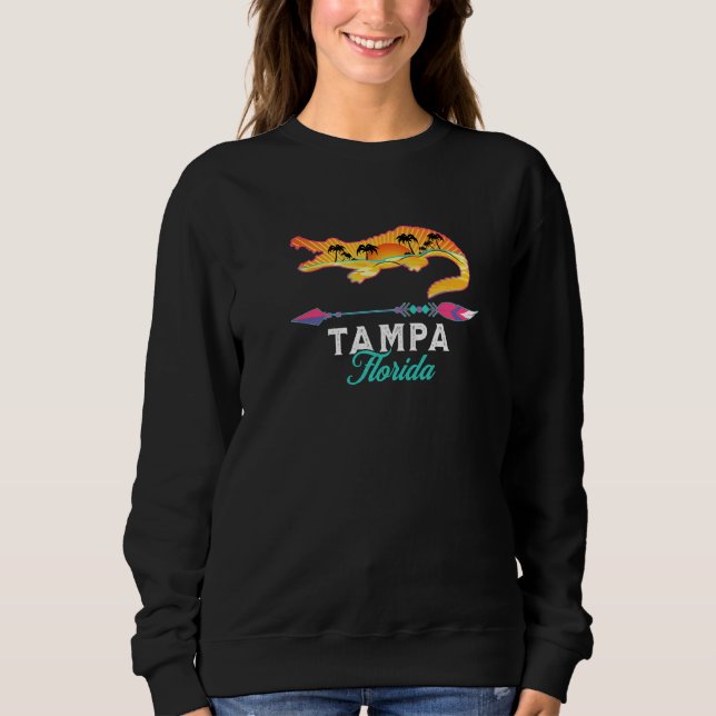 Tampa Florida Usa Alligator Retro Sun Palm Trees S Sweatshirt (Front)