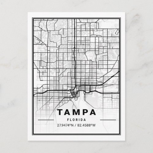 Tampa Florida USA Travel City Map Postcard