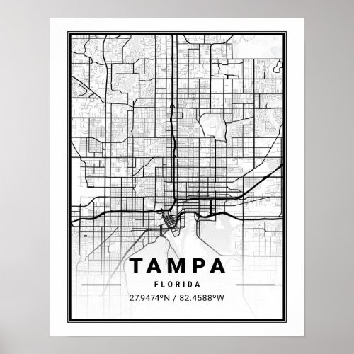 Tampa Florida USA Travel City Map Poster
