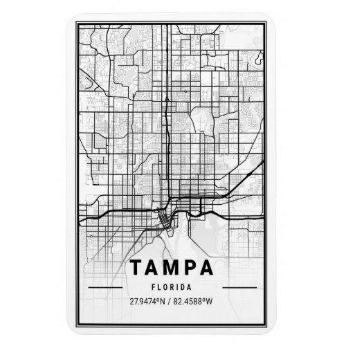 Tampa Florida USA Travel City Map Poster Magnet