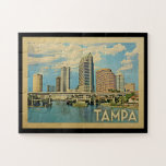 Tampa Florida Vintage Travel Jigsaw Puzzle<br><div class="desc">Tampa Florida design in Vintage Travel style featuring an expansive city skyline view.</div>