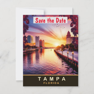 Tampa Florida Waterfront Sunset Wedding Invitation