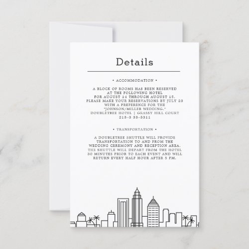 Tampa Florida Wedding  Guest Details Invitation