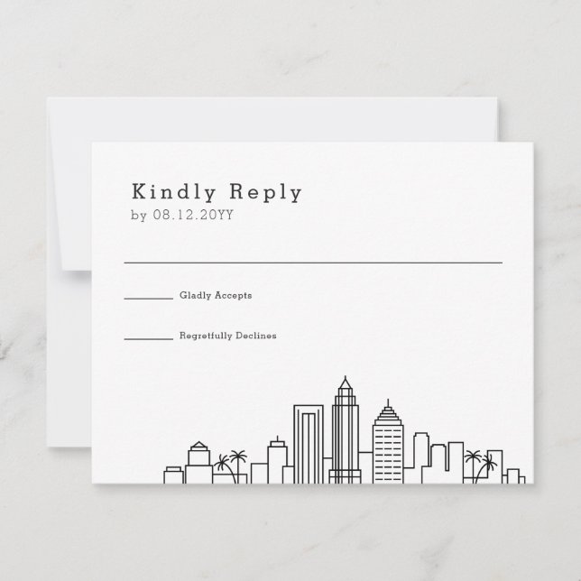 Tampa, Florida Wedding | Stylized Skyline RSVP (Front)