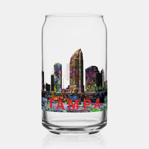 Tampa in graffiti with monogram  can glass