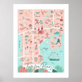 Tampa Map Print, 30"x40" Poster