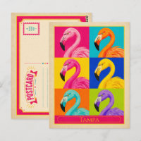 Tampa Postcard Florida Flamingo Vintage Pop Art