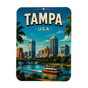 Tampa Riverwalk Waterfront Skyline Magnet