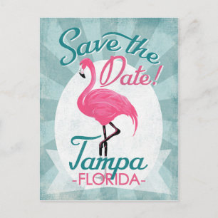 Tampa Save The Date Pink Flamingo Announcement Postcard