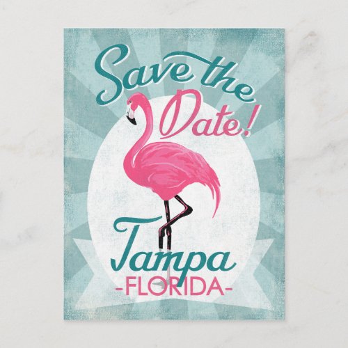 Tampa Save The Date Pink Flamingo Announcement Postcard