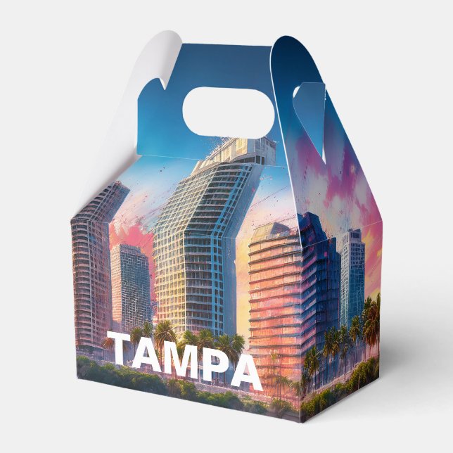 Tampa Skyline Abstract Art Favor Boxes (Front Side)