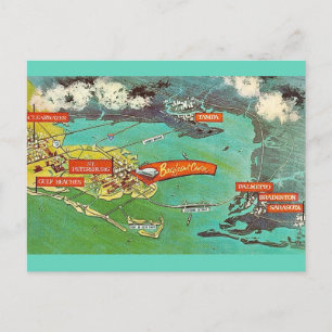 Tampa St Petersburg Bradento Map Postcard