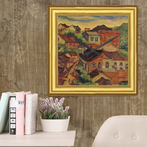 Tamsui Chen Cheng_Po Painting Taiwan Framed Square Wall Clock
