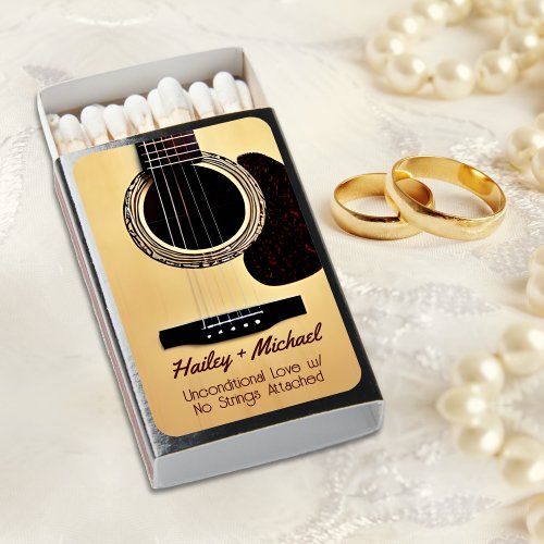 Tan Acoustic Guitar Woodgrain Guitarist Wedding Matchboxes