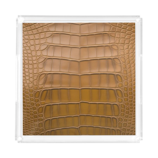 Tan Alligator Pattern Home Decor Acrylic Tray (Front)