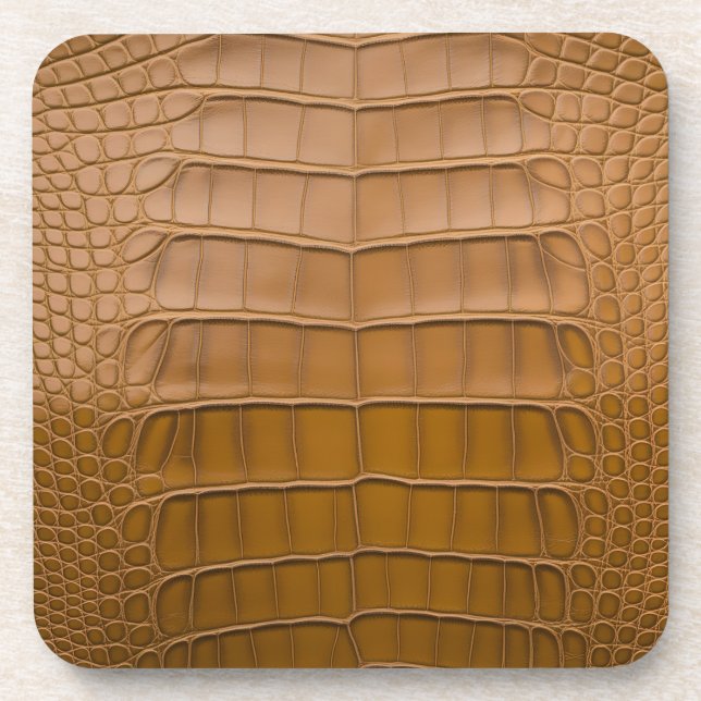 Tan Alligator Pattern Home Decor Beverage Coaster (Front)