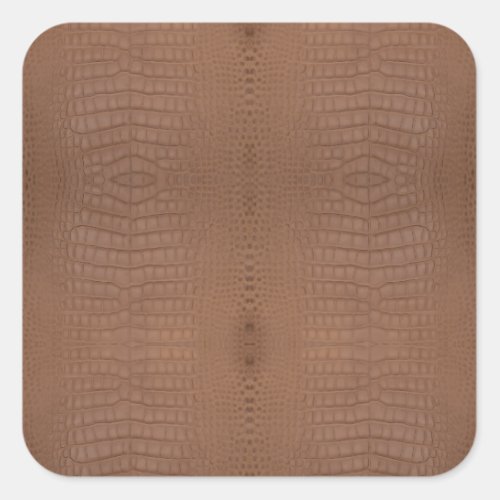 Tan Alligator Print Square Sticker