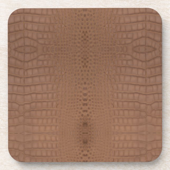 Tan Alligator Texture Print Beverage Coaster (Front)