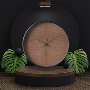 Tan Alligator Texture Print Clock