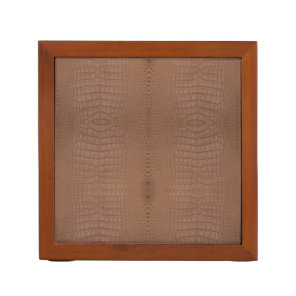 Tan Alligator Texture Print Desk Organizer