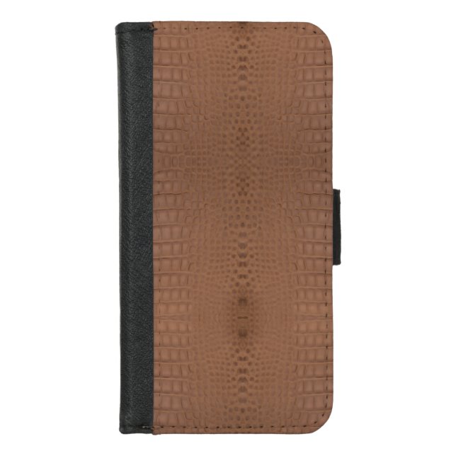 Tan Alligator Texture Print iPhone Wallet Case (Front)