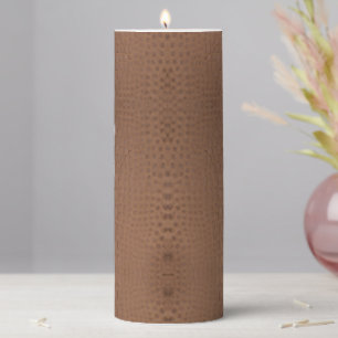 Tan Alligator Texture Print Pillar Candle