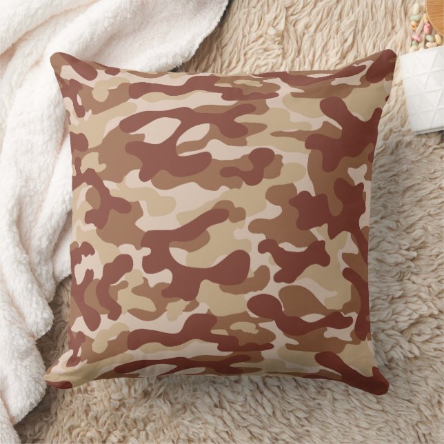 Tan And Beige Desert Camo Pattern  Throw Pillow (Blanket)