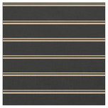 [ Thumbnail: Tan and Black Colored Lines/Stripes Pattern Fabric ]