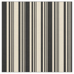 [ Thumbnail: Tan and Black Colored Pattern of Stripes Fabric ]