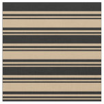[ Thumbnail: Tan and Black Colored Stripes/Lines Pattern Fabric ]