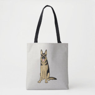 Tan and Black Cute German Shepherd Dog GSD Tote Bag