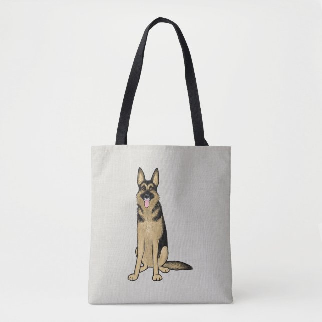 Tan and Black Cute German Shepherd Dog GSD Tote Bag (Front)
