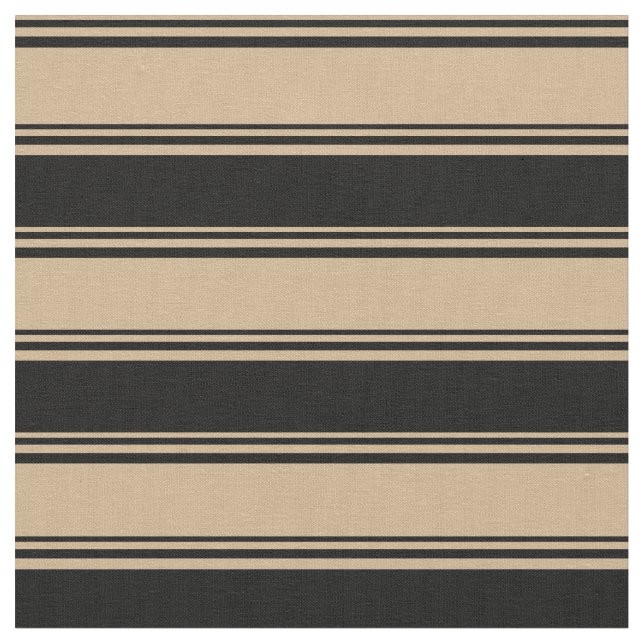 Tan and Black Lines Fabric (Close Up)