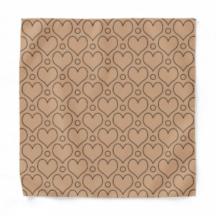 Tan and Black Love Hearts and Polka Dots pattern Bandana