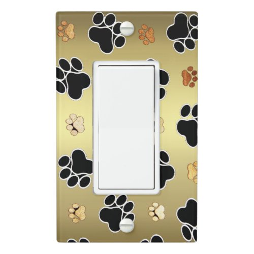 Tan and black paw print on a gold background 1 light switch cover