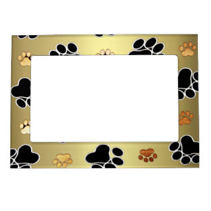 Tan and black paw print on a gold background #1 magnetic frame