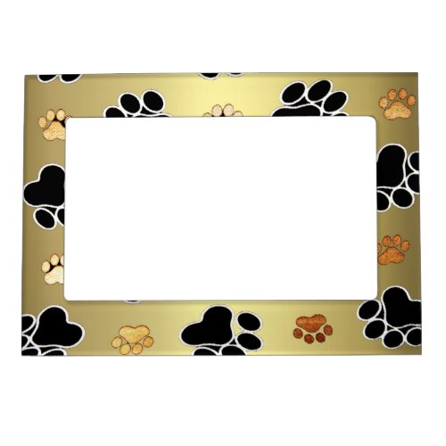 Tan and black paw print on a gold background 1 magnetic frame