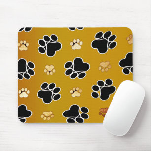 Tan and black paw print on a gold background #2 mouse pad