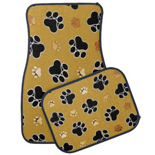Tan and black paw print on a gold background #4 car mat