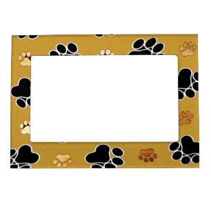 Tan and black paw print on a gold background #4 magnetic frame
