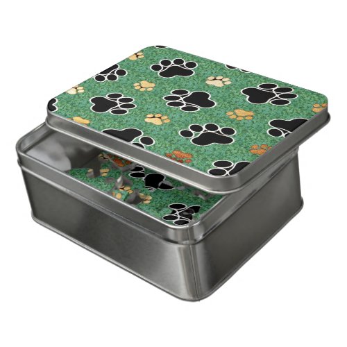 Tan and black paw print on green grass jigsaw puzzle