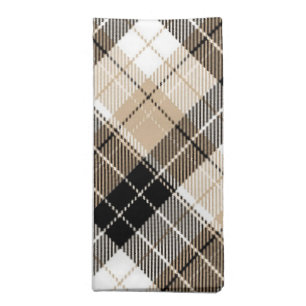 Tan and black plaid cloth napkin
